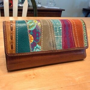 🌈 Colorful Patchwork Leather Vintage Fossil Trifold Wallet 🌈